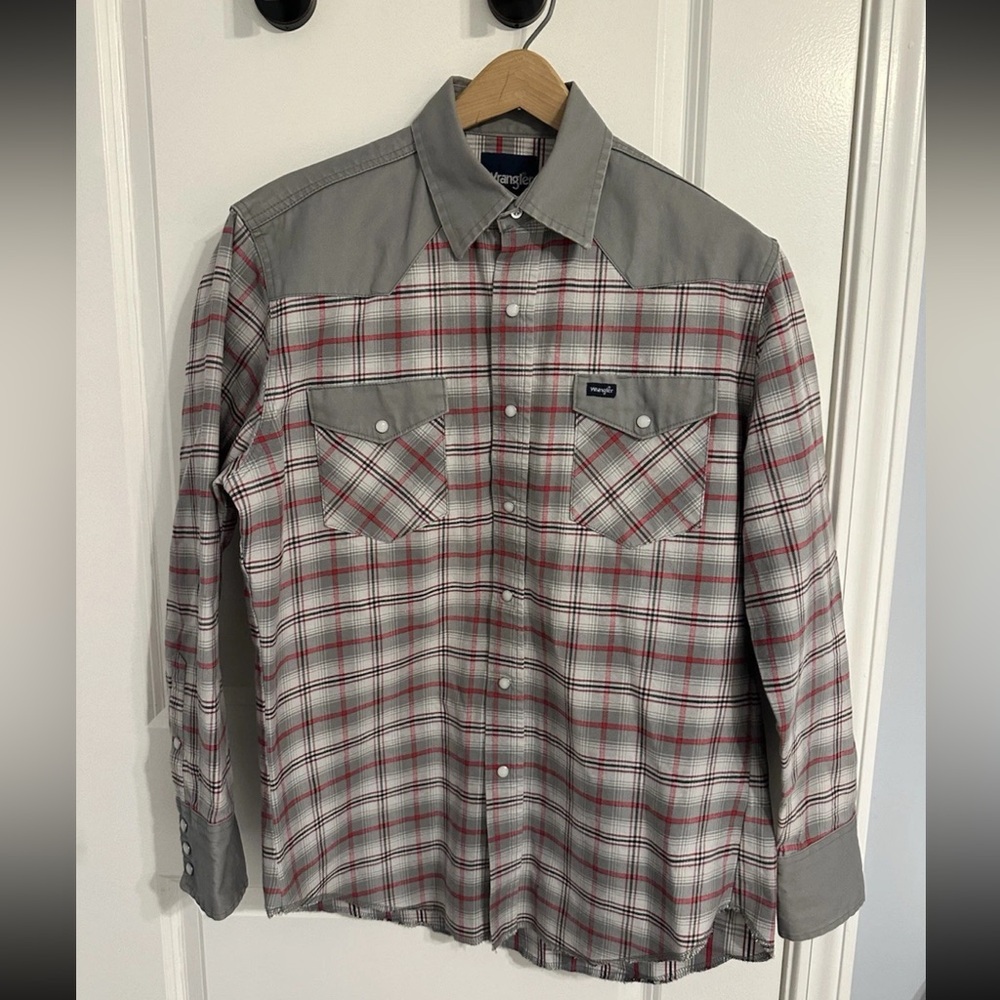 Wrangler Pearl Snap Shirt Brushpopper Mens Large Cowboy Western Rockabilly 90’s